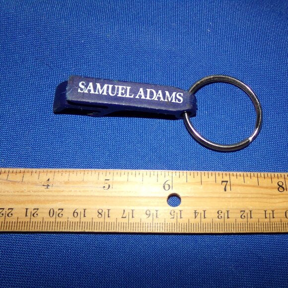 Vintage Samuel Adams Keychain Key Ring Mini Beer Bottle Opener - Blue Plastic - Picture 2 of 4